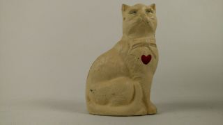 Rare Hubley Antique Cast Iron Sitting Cat 4 " Kitty Bank Vtg White Piggy