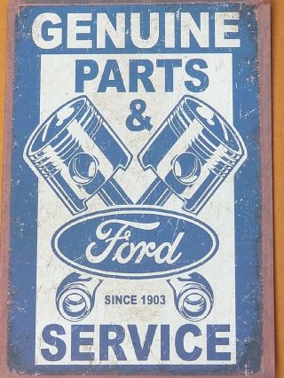 Placa De Estaño Ford Motor Parts & Service.  Estilo Antiguo.