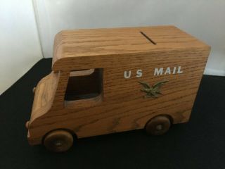 Vtg Post Office Box Wooden Wood Us Mail Truck Bank Made In Usa 1964 Ranco Corp