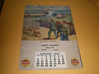 1952 Minneapolis Moline Pheasant Hunt Calendar Tractor Brochure Paxton Illinois