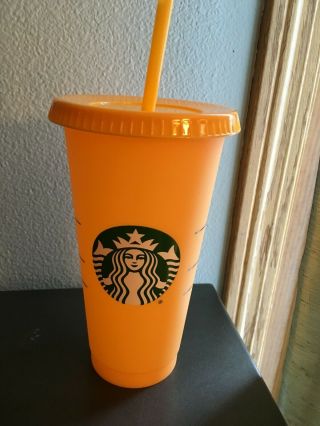 Starbucks Color Changing Cup - Apricot - - Single Cup With Lid And Straw