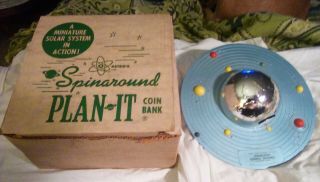 Vintage Spinaround Plan - It Solar System Coin Bank,  Danielson Federal Savings - Mib