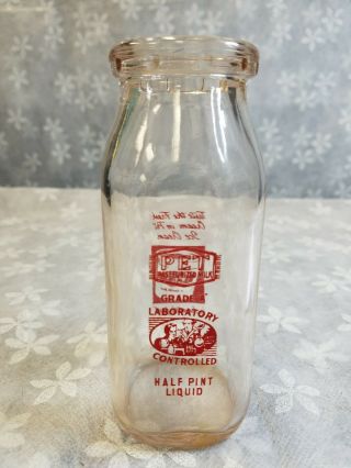 Vintage Pet Milk Bottle Half Pint Bottle Advertising Jb