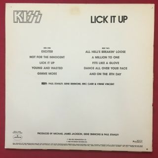 KISS LICK IT UP RARE WHITE LABEL CANADA PRESS LP (1983) MERCURY SRM - 1 - 4082 EX 4