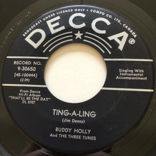 Rockabilly Buddy Holly Ting - A - Ling Decca 45 Mega Rare Canadian Pressing Nm