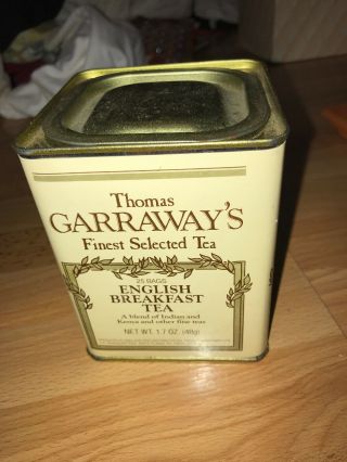 VINTAGE ENGLISH BREAKFAST TEA CANISTER TIN THOMAS GARRAWAY’S OF LONDON 2