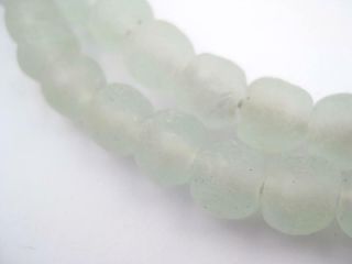 Clear Aqua Recycled Glass Beads 11mm Ghana African Sea Glass Round Large Hole