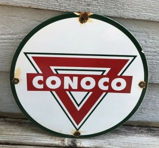 Vintage Conoco Gasoline Sign Porcelain Gas Pump Plate Station Oil