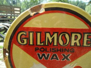 1951 GILMORE POLISHING WAX 15 CENTS PORCELAIN SERVICE GAS STATION PUMP SIGN 3