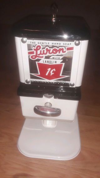 Vintage 1cent Penny Luron Powdered Hand Soap Dispenser Coin Op Vending