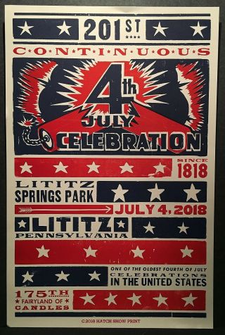 Hatch Show Print Poster Lititz Springs Park Pennsylvania 4th Of July Celebration