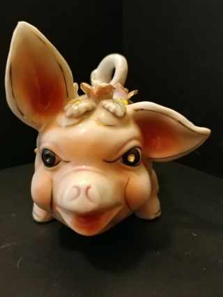 Vintage Ceramic Piggy Bank With Rhinstone Eyes Lefton?