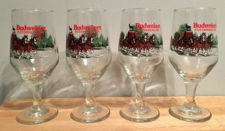 Budweiser Clydesdale Collectibles Wine Glasses Set Of Four 4 1991 Anheuser Busch