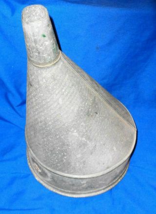 Antique / Vintage Off Centered Tin Metal Funnel Large 14 1/2 " Tall 8 1/2 " Wide