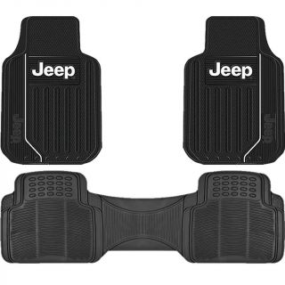 3pc Black Elite Front Rubber Floor Mats Black Rear Runner Mat Universal For Jeep