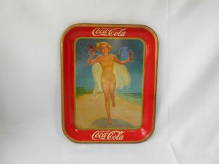 Vintage 1937 Coca - Cola Metal Advertising Tray 2