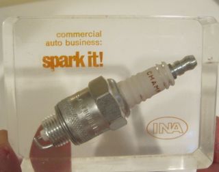 Vintage Advertising Spark Plug Acrylic Paper Weight Commercial Auto Business Ina