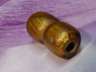 Ancient Roman Gold In Glass Bead 13.  3 By 6.  7 Mm Gorgeous Patina
