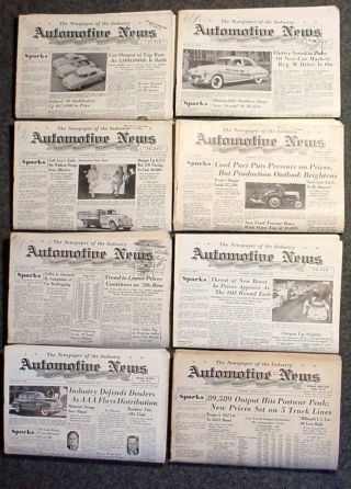 Vintage Car Advertising: (8 - Automotive News Papers) - 1946,  47,  48,  49