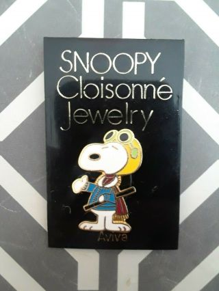 Vintage Aviva Snoopy Flying Ace Wearing Flight Jacket Pin (246)
