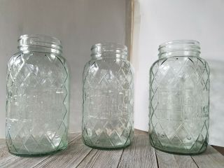3 Vintage Canning Jar Better Homes & Gardens Quart Size Raised Diamond Pattern