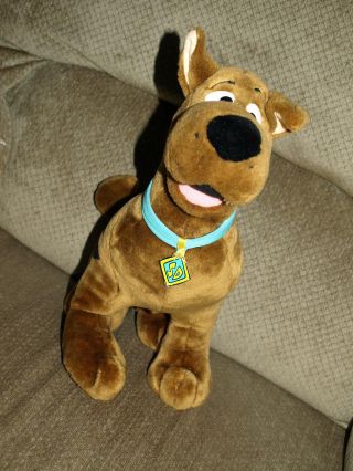 Scooby Doo Plush 15 " 1998 Vintage Cartoon Network Stuffed Animal Brown Collar