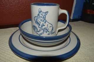 Vintage Louisville Stoneware Plate.  Bowl & Coffee Mug Pembroke Welsh Corgi 5