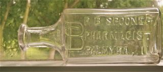 Palmyra Illinois.  P.  B.  Spooner Pharmacist,  Macoupin County Bottle