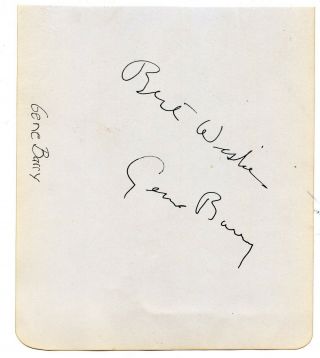Gene Barry ; Actor Vintage Signed Album Page