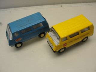 Vintage Tonka Yellow School Bus & Blue Van Pressed Metal