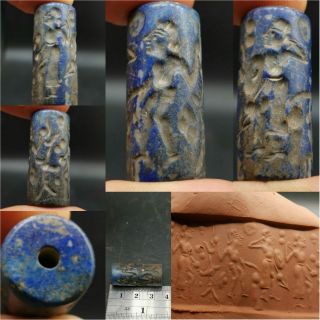 Near Eastern Unique Old Stunning Rare Lapiz Stone Intaglio Bead 63