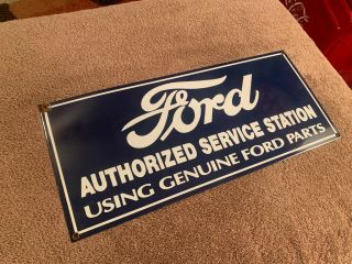 Vintage Porcelain Ford Authorized Service Station sign 18 X 8 Inches 2