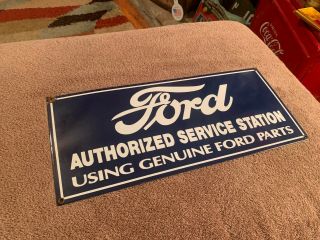 Vintage Porcelain Ford Authorized Service Station sign 18 X 8 Inches 6