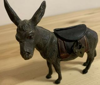 Antique Vintage Cast Iron Still Piggy Bank Donkey Mule