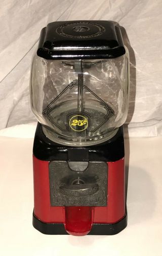 1988 Carousel Red Black Gumball Machine Rare Square Rounded Corner 25c Globe