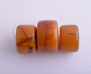 Antique German Bakelite Amber/ Trade Beads - Simulated Amber Beads