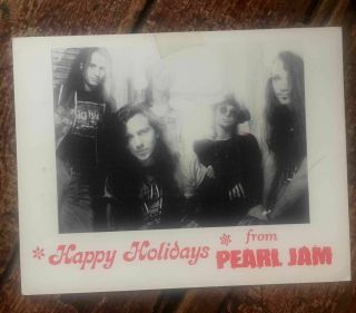 Rare Pearl Jam Fan Club Christmas Postcard,  Sent By Band,  Postmark 1991