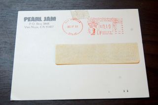 Rare Pearl Jam Fan Club Christmas Postcard,  Sent by Band,  Postmark 1991 2