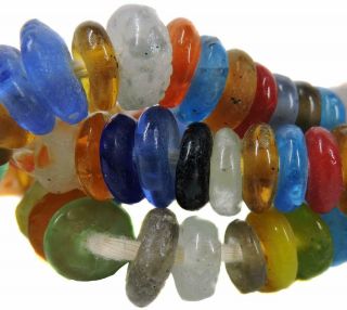 Krobo Beads Recycled Glass Rings Mixed Ghana Africa 24 Inch