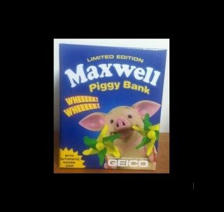 GEICO Maxwell The Pig TALKING Piggy Bank Rare with Certificate OOP gecko 4