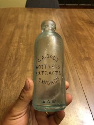 G.  A.  Bode Hutchinson Soda Blob Bottle Chicago Ill Illinois