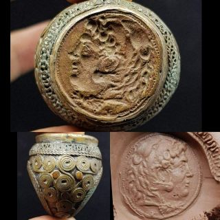 Wonderful Unique Ring Old Rare Alexander The Great Seal Face 64
