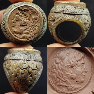 Wonderful Unique Ring Old Rare Alexander the great Seal face 64 3