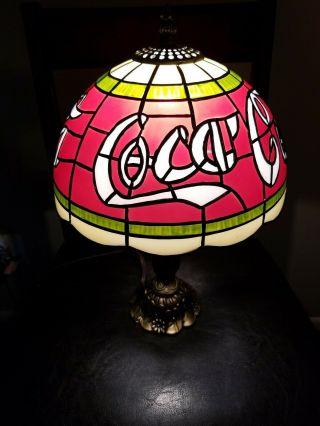 Vintage Coca - Cola 16in Tiffany Style Lamp Plastic Shade