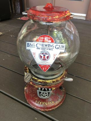 Vintage Columbus Model 17 Gum Ball Peanut Vending Machine