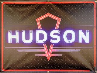 Hudson Car Sales Auto Dealer Neon Style Printed Banner Sign Garage Art 4 