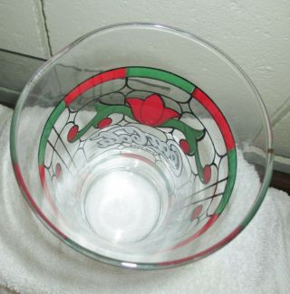 Set of 6 Vtg Christmas Stained Glass Art Deco Coca Cola Coke Collectible Glasses 3