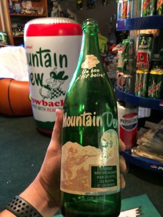 1960’s extremely rare Canadian HILLBILLY Mountain Dew 28 oz bottle ACL label 3