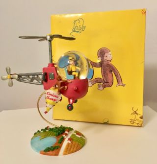 Curious George With Man In Yellow Hat Helicopter Globe With Glitter
