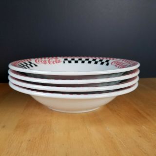 Gibson China Coca Cola Dinnerware 1996 Four (4) Soup Bowls Red White Black